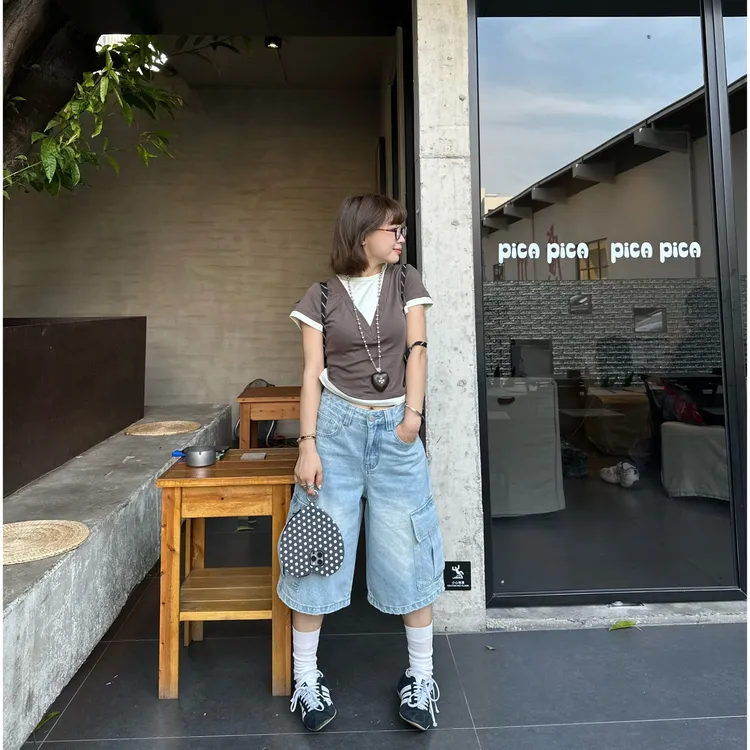 Our2【工装七分裤】中腰休闲设计感牛仔七分裤【B7773】