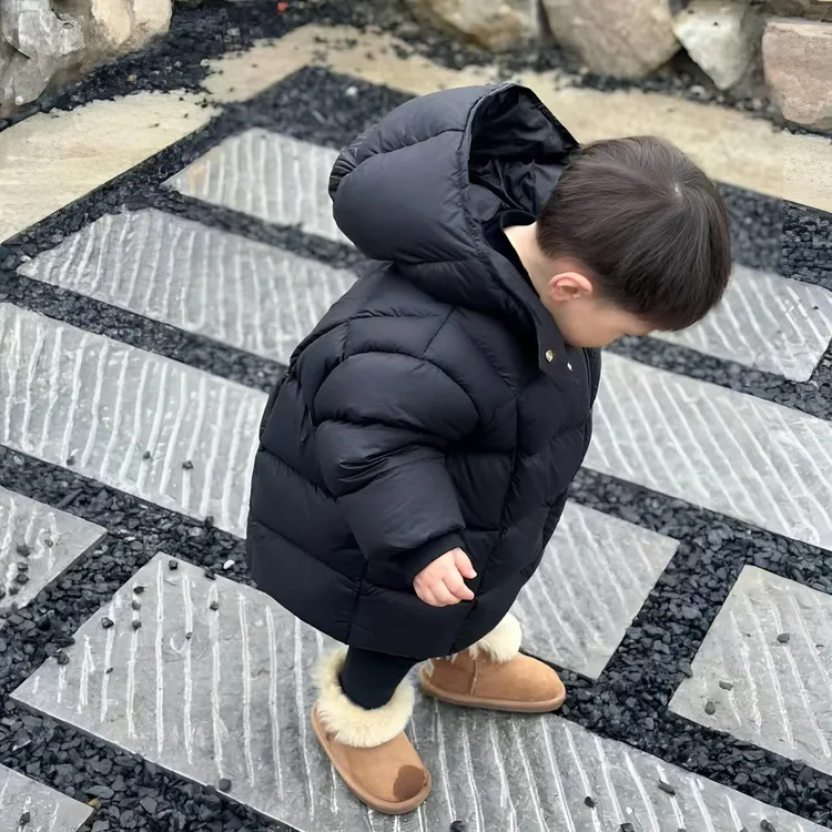 儿童羽绒服冬季新款韩版休闲加厚保暖中小童女童男童中长款连帽