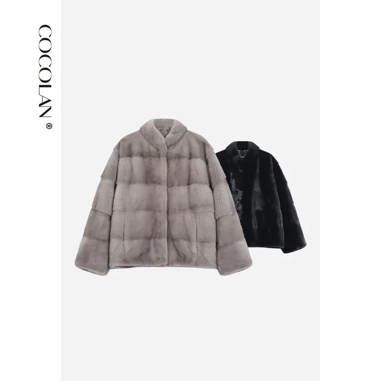 COCOLAN【赫尔】水貂天然皮草外套女CL8D5133