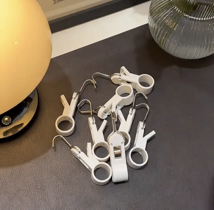 【四个装】夹管挂钩厨房夹子免打孔可活动套穿管塑料固定毛巾架夹杆