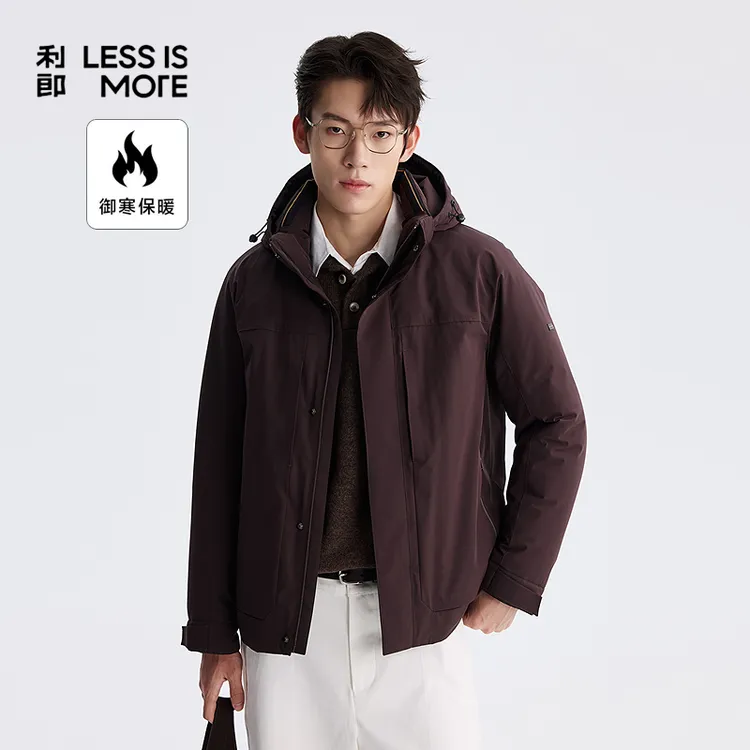 利郎【拒水羽绒】男款户外休闲时尚连帽羽绒服冬季加厚保暖防风外套