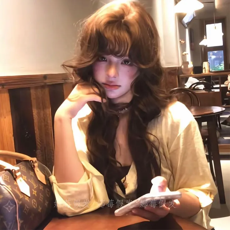 娜莓【仙蒂公主】精修半弹力网栗棕色混丝蕾丝爆款长卷发女生假发