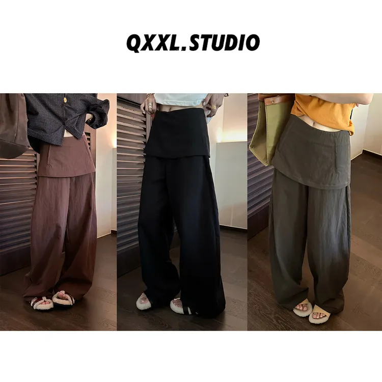 邱小小丽呀 早秋屁帘高腰休闲长裤女时尚百搭设计薄款阔腿直筒裤