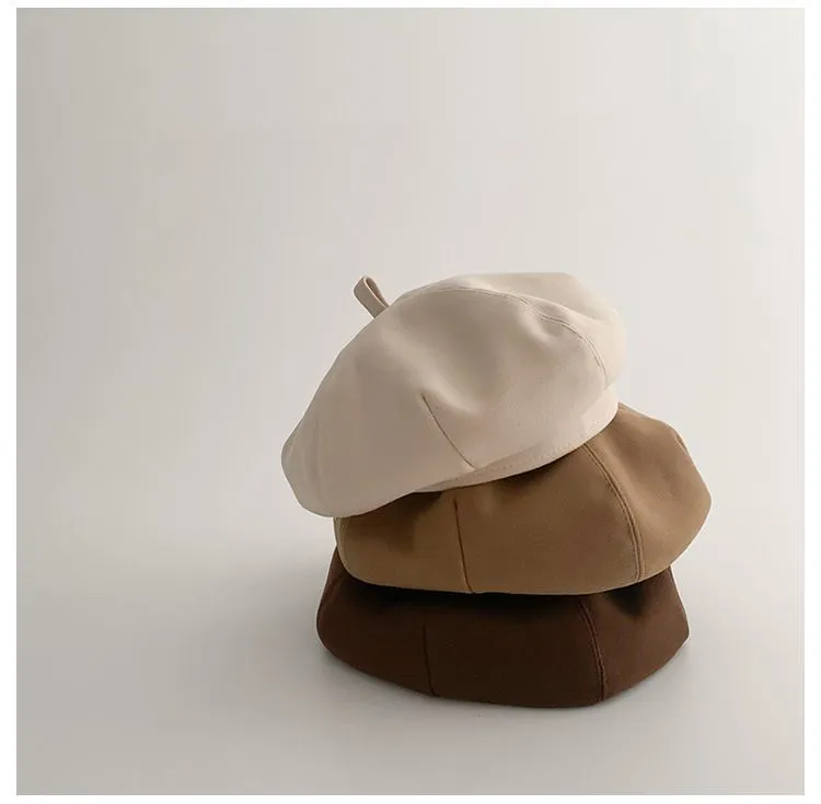 儿童帽子秋冬新款复古时尚可爱贝雷帽男童女童宝宝秋冬洋气画家帽