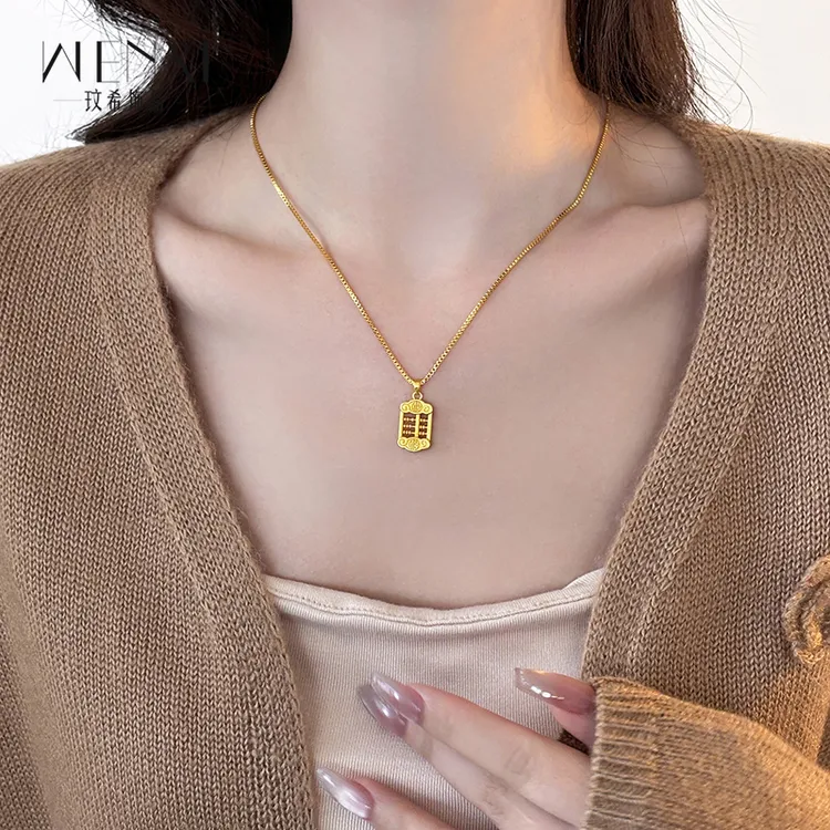 铜合金项链 招财算盘毛衣链2025最新款爆款锁骨链轻奢小众高级感