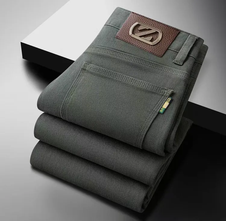 YUANNIU/原牛秋冬新款港风高奢定制男士牛仔裤百搭小直筒弹力修身