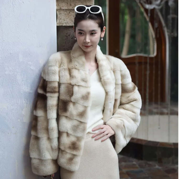 【CHENSMCHENxJCSO】进口大理石短款水貂皮草外套ZZD218330-1