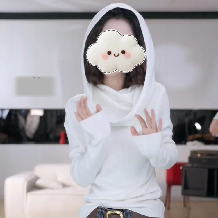 修身帽衫薄款上衣针织通勤风显瘦秋季连帽衫LK2506698