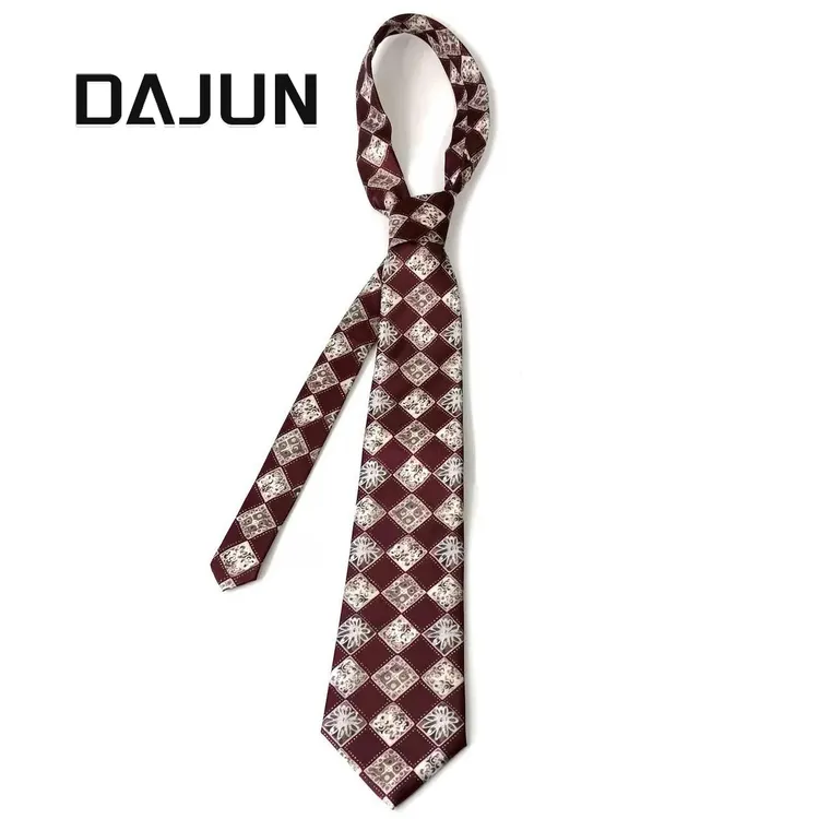 复古红色格纹领带印花手打款宽90年代做旧港风