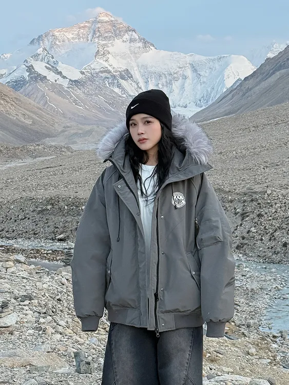 高品质现货2025年新款棉服女冬季ins宽松棉衣加厚藏青棉袄外套潮