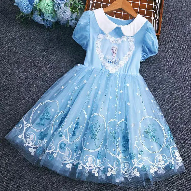 爱莎公主女童连衣裙公主裙夏装儿童蓬蓬裙爱沙洋气裙子新款