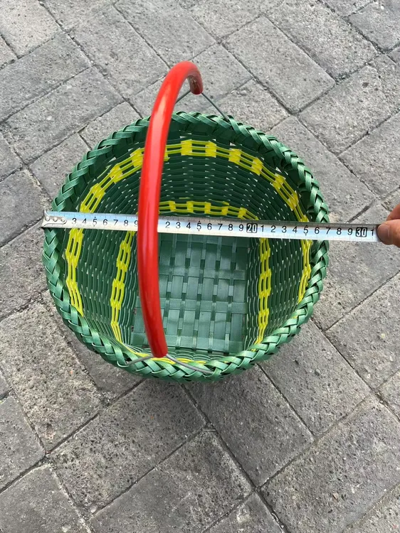 手工编织塑料提篮果园采摘篮买菜购物篮沐浴玩具收纳橘子筐水果蓝
