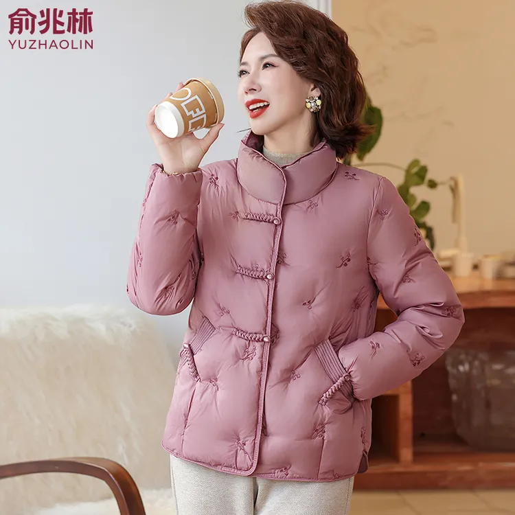 俞兆林新中式妈妈冬装小棉袄贵夫人秋冬外套洋气中老年羽绒棉服女