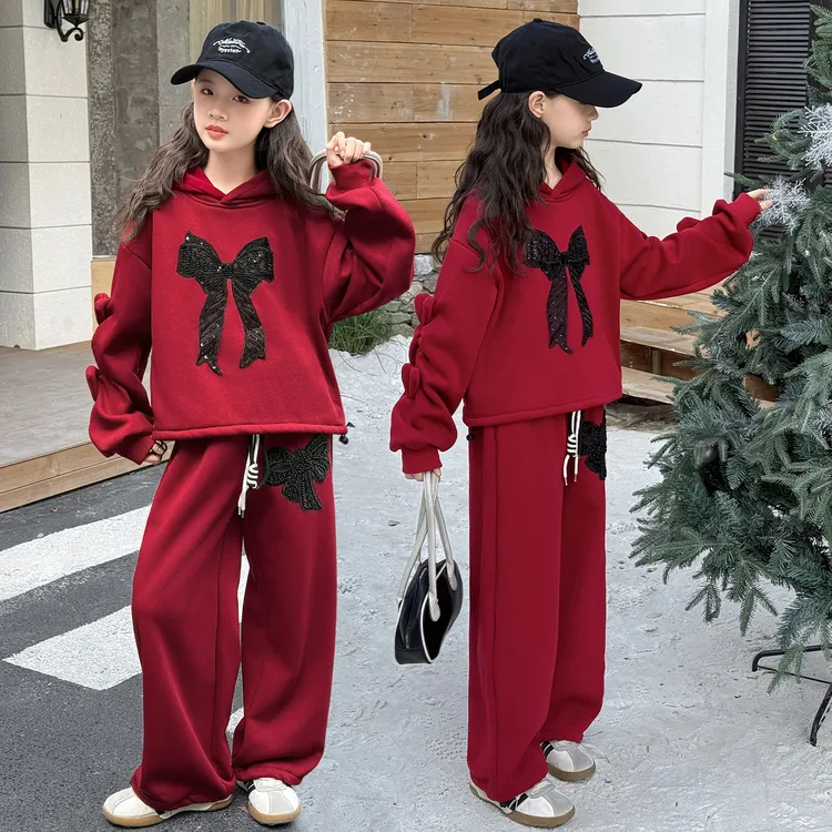 女孩秋冬童装潮流韩系漂亮新款女童T恤女童套装秋冬款爆款新款