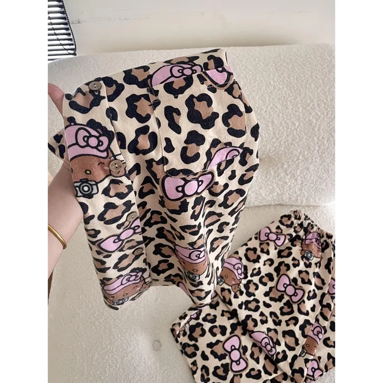 韩版黑皮Kitty豹纹睡衣女秋季宽松舒适可外穿家居服长袖长裤套装