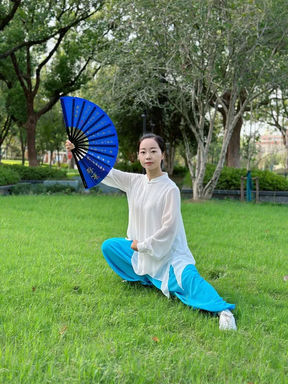 珍珠纱新款夏季女式双层纱休闲太极服晨练武术表演练功服飘逸垂顺