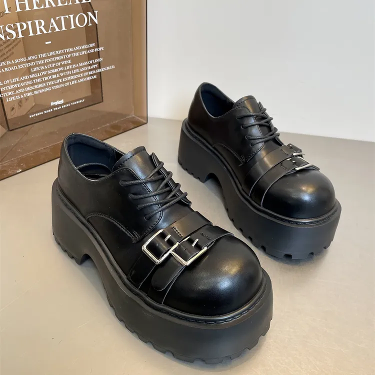 欧洲站英伦风德比小皮鞋女2026春季新款单鞋松糕厚底小个子乐福鞋