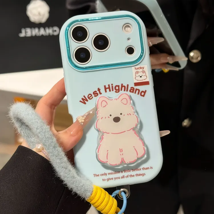 lucky小狗支架挂绳适用苹果17/16promax手机壳华为vivoppo小米14