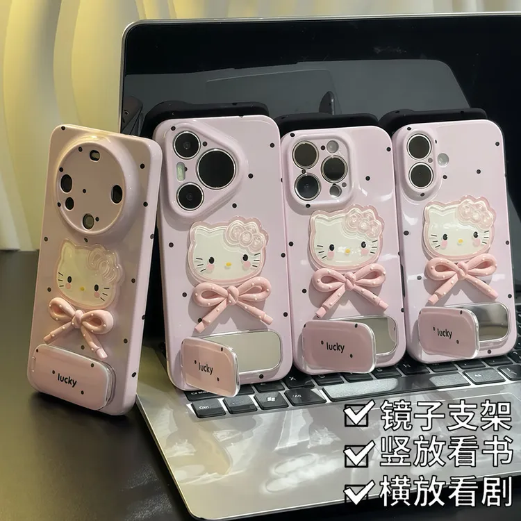 BANCA少女粉波点kitty适用苹果16手机壳13套14华为vivo小米15oppo