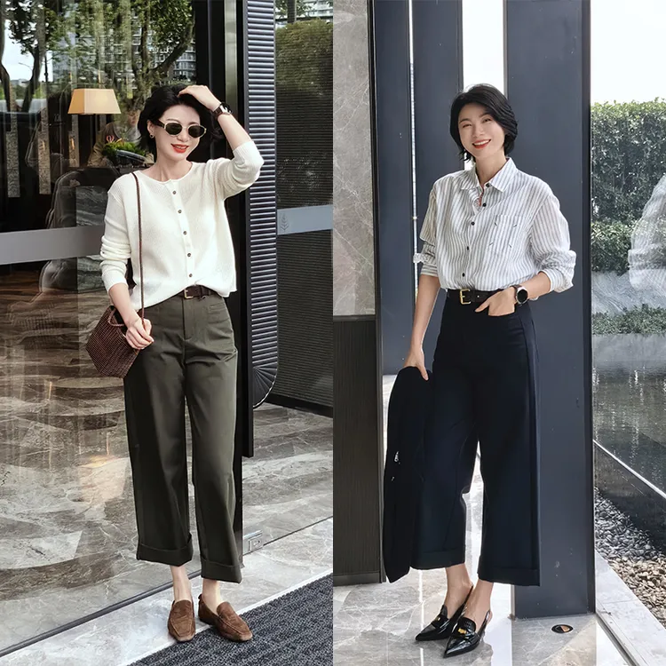  AMYMOORE艾莫尔女装2025年秋季休闲裤显瘦直筒时尚轻熟风182083