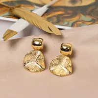 黄铜耳饰 高街范！欧美个性冷淡风简约金属耳环复古高级大牌气