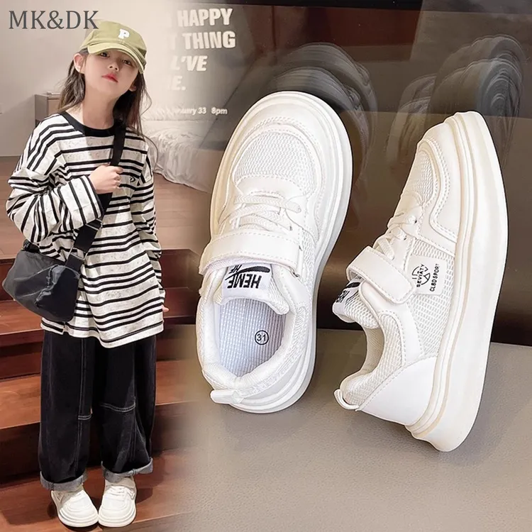 MK&DK女童鞋子2025新款春秋儿童小白鞋魔术贴男女童运动鞋宝宝鞋