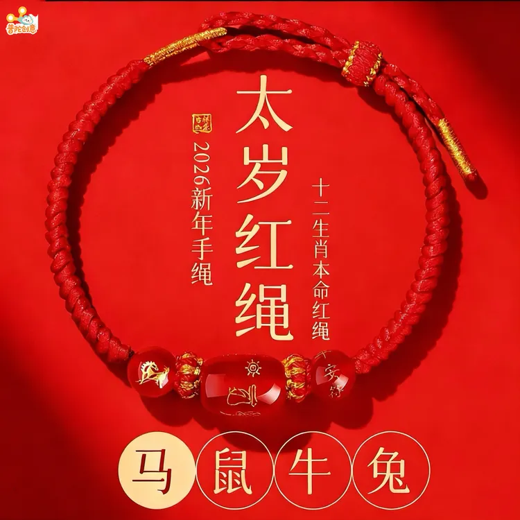 非金属布艺手链 马年红绳十二生肖手工编织手链女生本命年红手绳