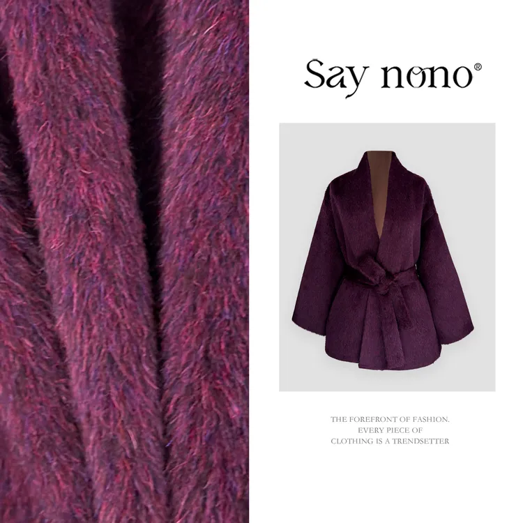 懒猫nono│Saynono 时尚复古纯色V领收腰显瘦羊驼外套 GJ254683MY