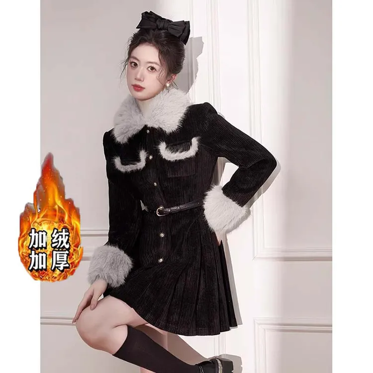 【加绒加厚】【送腰带】外套女冬季小香风高级感中长款法式大衣LJ0165