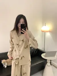 日系可爱卡通腊肠狗秋季长袖长裤学生党少女休闲家居服套装