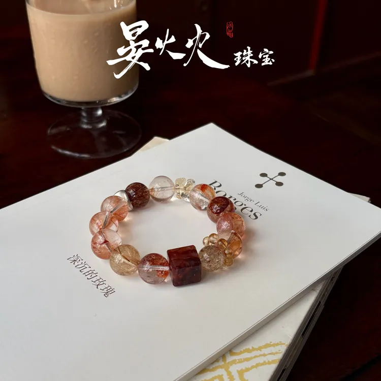 【多宝许愿池】显白高级天然锦鲤胶花黑金超七设计师原创手串商品图