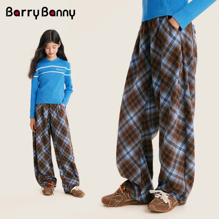 BarryBanny2025秋季新款女童长裤阔腿裤弯刀裤百搭宽松卫裤慵懒风