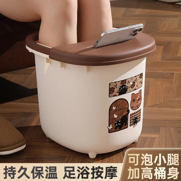 中古风泡脚桶冬季家用宿舍按摩洗脚盆加厚秋冬洗脚桶过小腿足浴桶