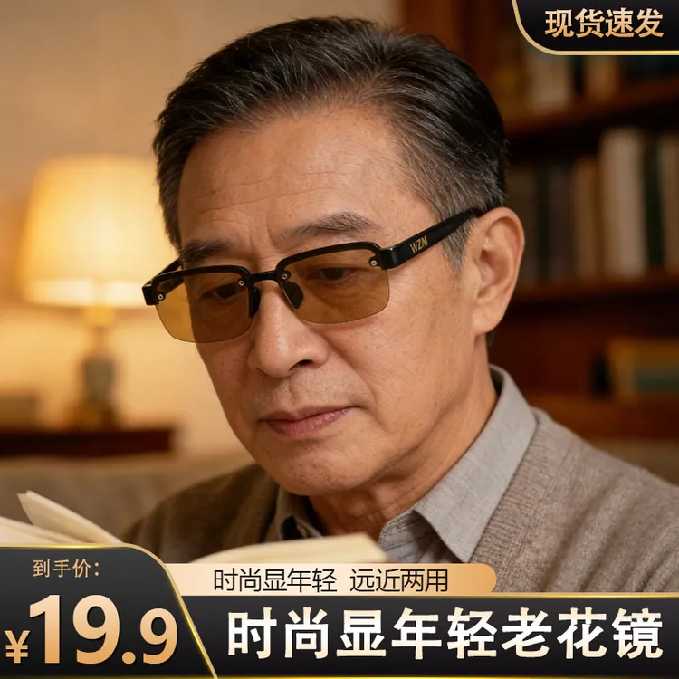 【新款茶框】防蓝光老花眼镜中老年无框茶色老花镜高清镜老年人眼镜商品图