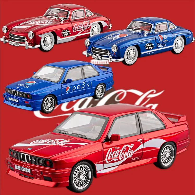 1/24本治300SL合金汽车模型可乐涂装版回力声光玩具M3复古老爷车