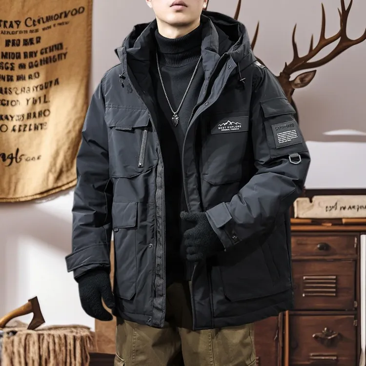 2025冬季高端工装新款羽绒服男保暖加厚鸭绒户外男士防寒冲锋外套