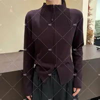 【格子家】秋冬气质显瘦立领双拉链开衫B396