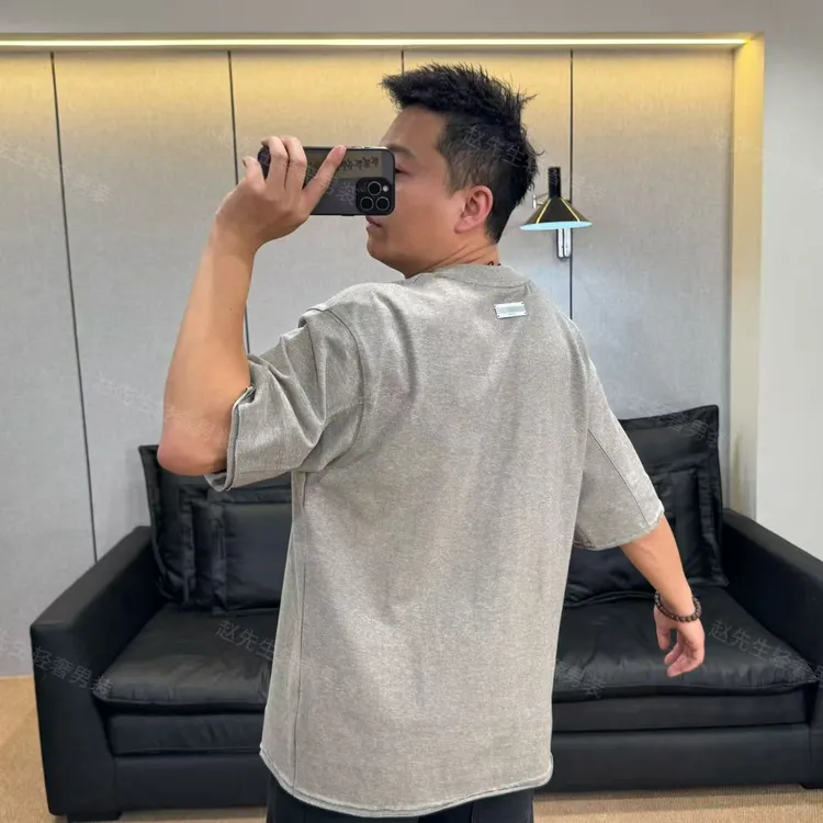 常规款短袖翻边春夏新款百搭宽松纯色短袖T恤简约休闲纯色2603