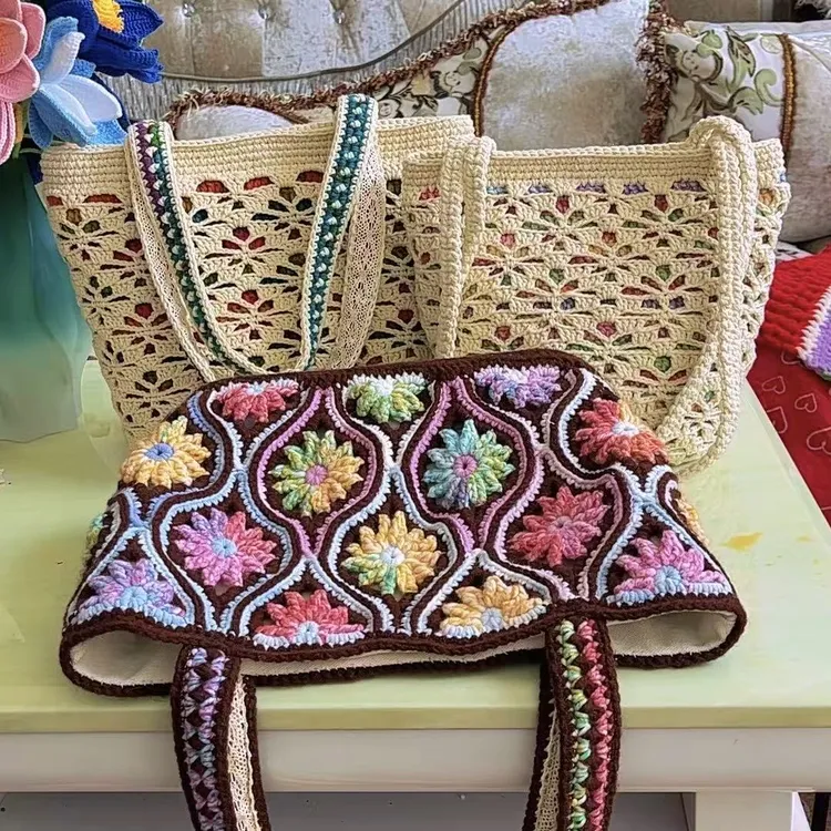 衡版雀羽钩织包教程加斑斓色雪五双层钩织包线上教程