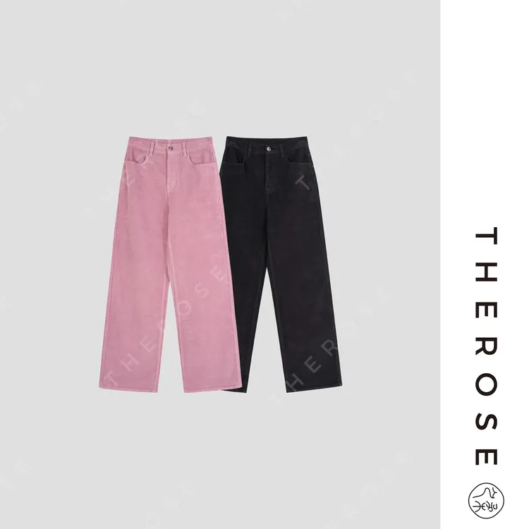 之柔【焦糖裤】土耳其进口复古灯芯绒直筒裤酵素洗休闲百搭阔腿裤女