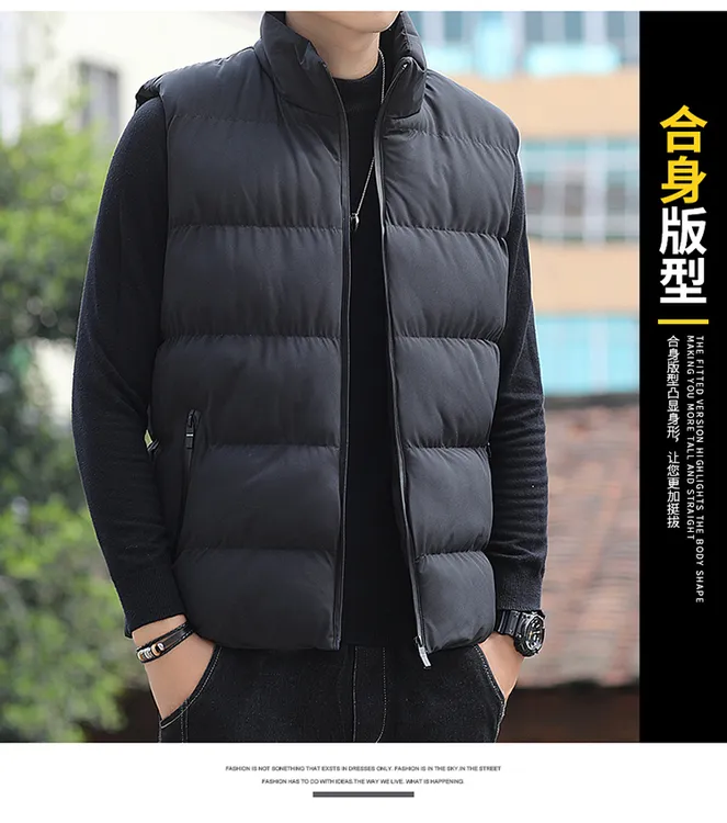 B43春秋男款休闲马甲男士纯色修身马夹外套上衣青年运动生活好看