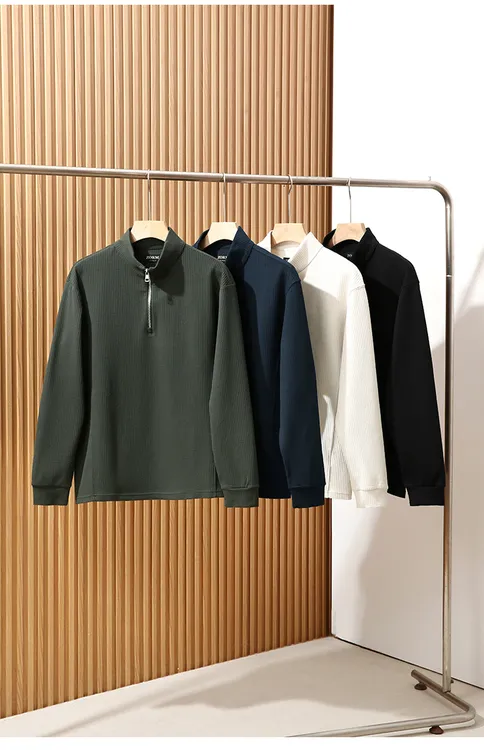 立体裁剪华夫格肌理透气秋冬户外保暖半拉链打底   2653