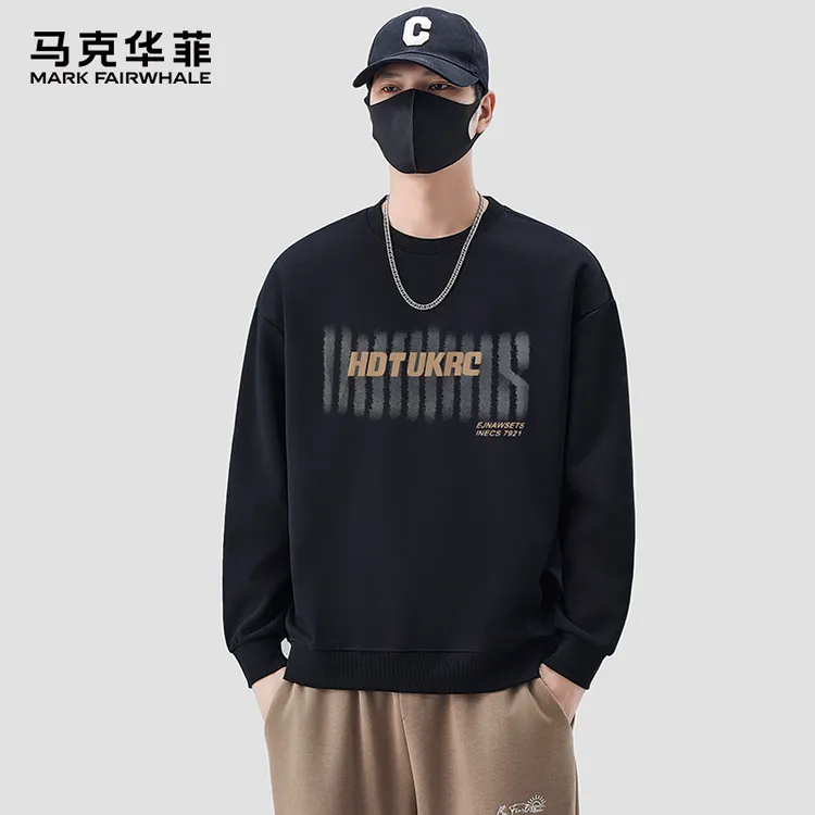 MARK FAIRWHALE/马克华菲潮牌圆领卫衣男春秋款百搭休闲长袖上衣