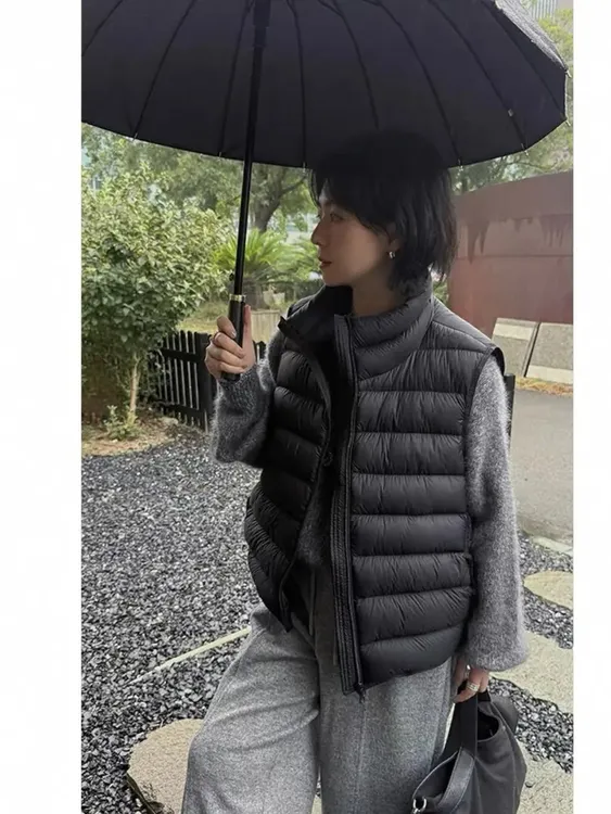 韩版立领排骨棉服马甲女2025秋冬新款无袖百搭坎肩马夹上衣