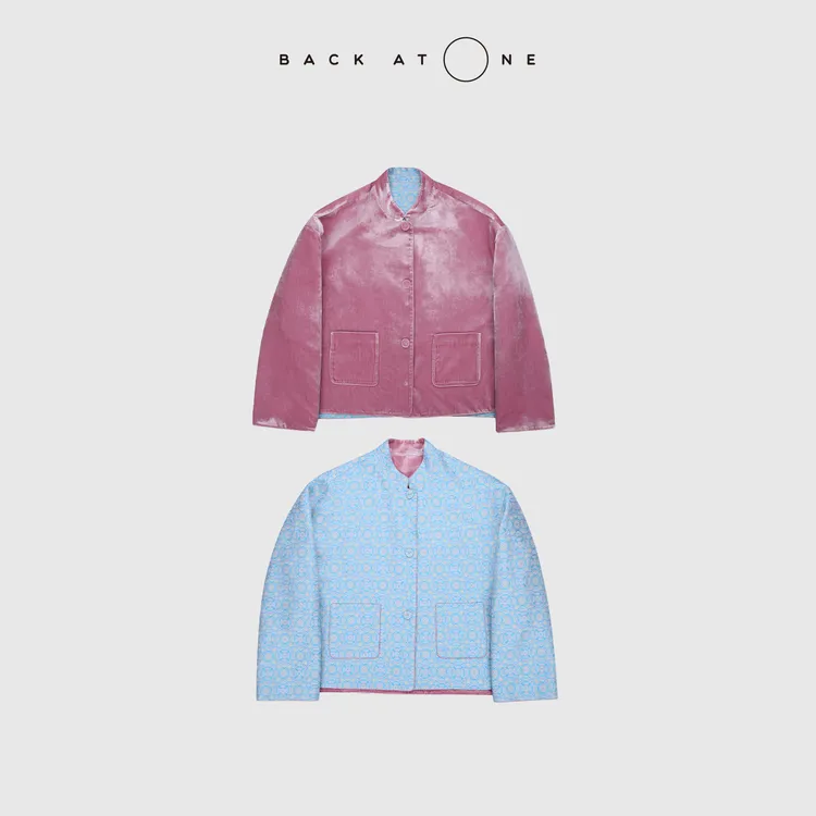BACKATONE“浮金花约”浮光锦丝绒双面穿立领外套 BFF-1BC268E-K