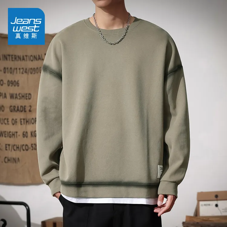 真维斯男款卫衣2025新款秋季潮牌爆款假两件宽松圆领外套上衣服男