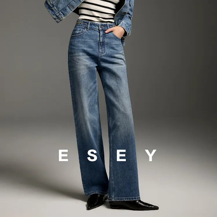 ESE·Y   26春新款大牌同款-梭形小弯刀牛仔裤商品图