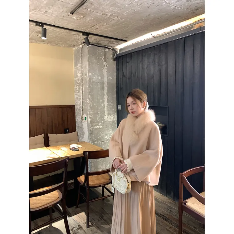 陳文文xenl【桃夭暮雪】冬季100绵羊毛气质双面呢大衣不含毛领0118