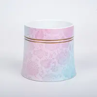 [ZM]大号 时来运转杯 粉白天青 扒花·万花纹 280ml