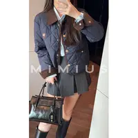 【mimius】U 撞色复古学院风菱格加厚外套 G09313